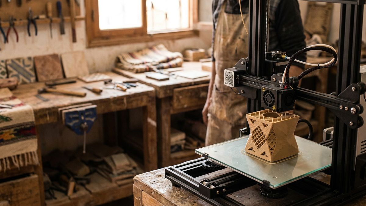 Impression 3D d'un objet decoratif en atelier