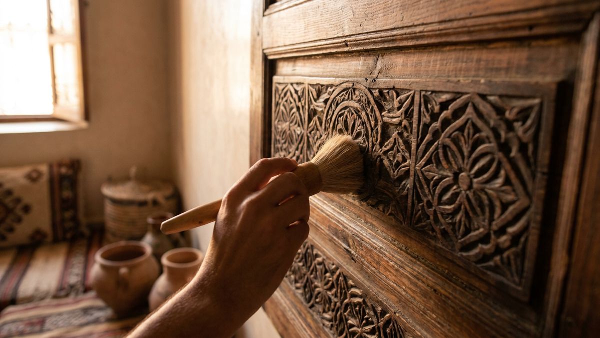 Dépoussiérage des moulures sculptées